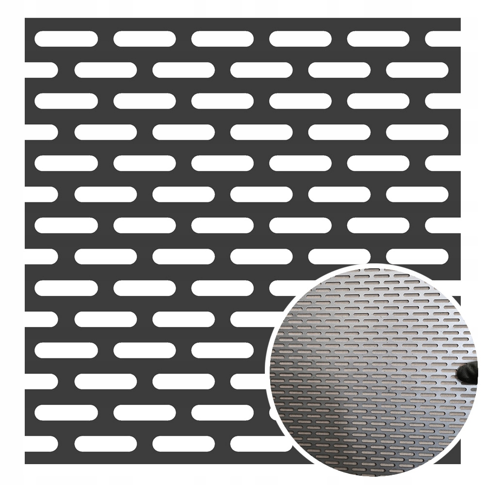 BLACHA PERFOROWANA 1000 x 1000 SUROWA 1 mm Lvl OCZKO PODŁUŻNE 4 -20 FASOLKA
