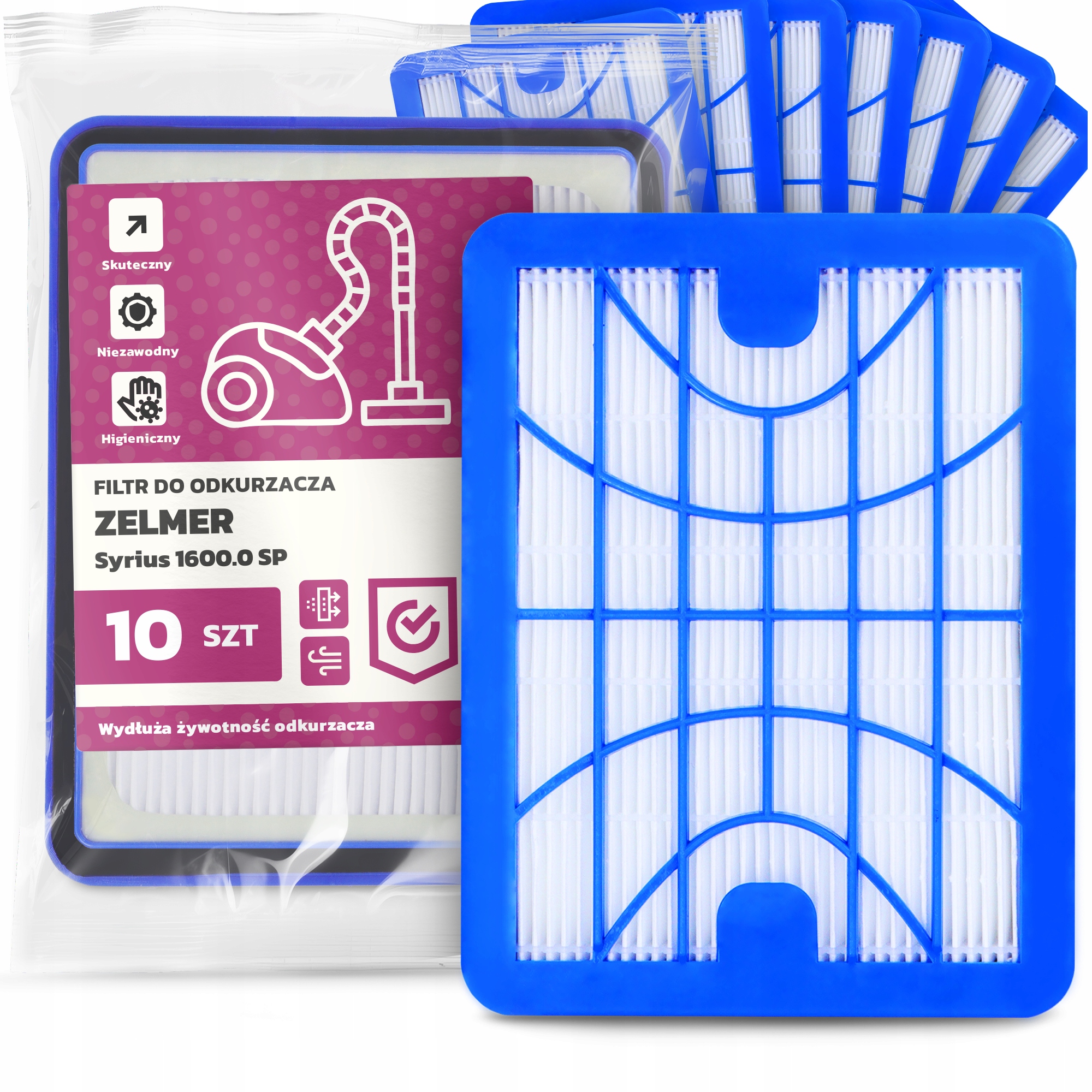 10 x Vzduchový Filtr Pro Vysavač Zelmer Syrius 1600.0 Sp Hepa Výkonný Em-w