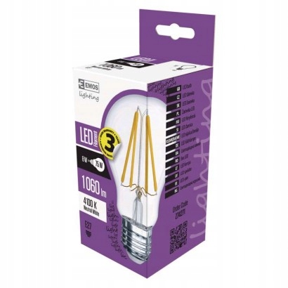 

Żarówka Led filament 7W-75W E27 4000K 3 lata Emos