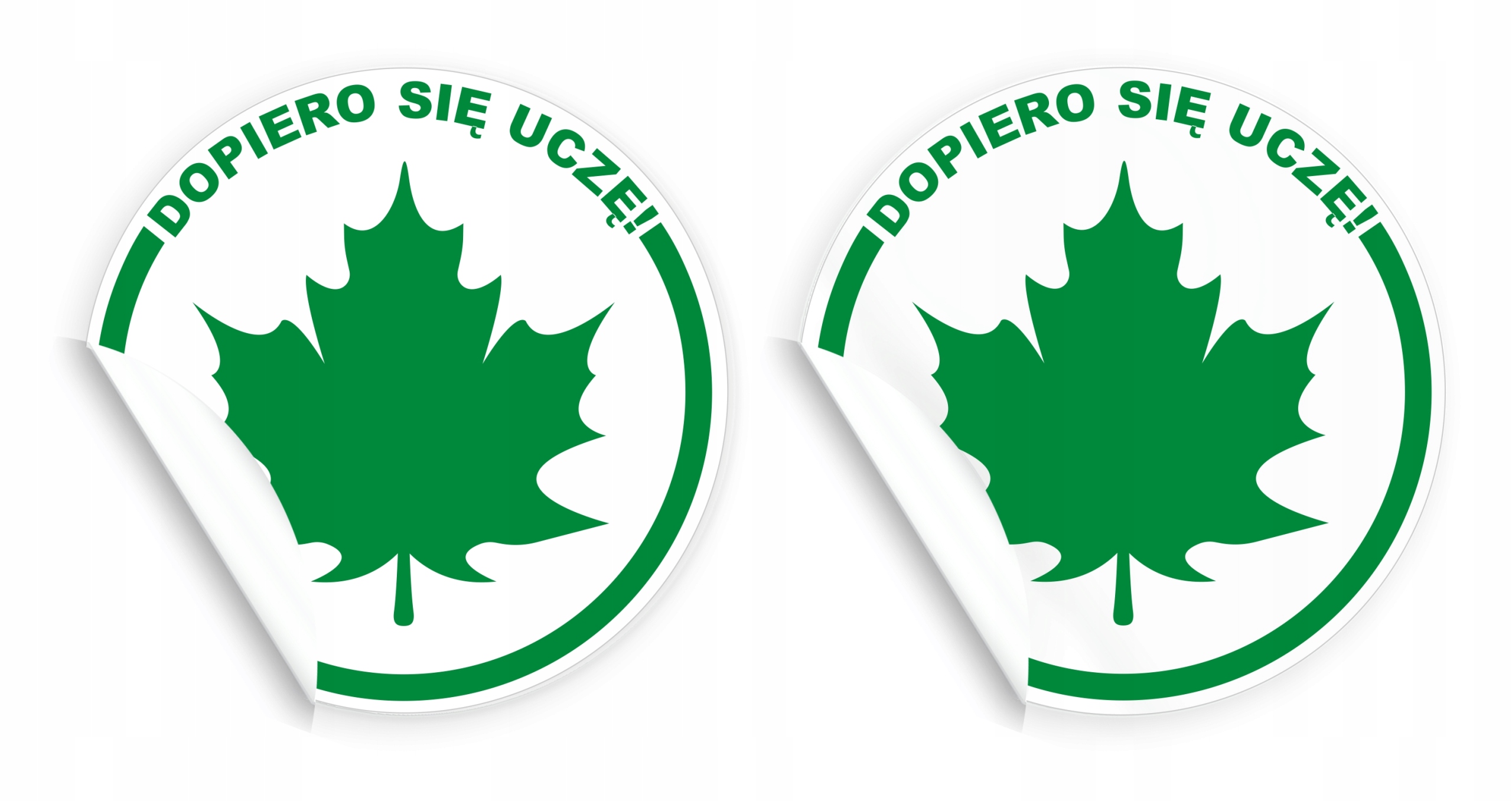 Zielony Listek Naklejka na samochód Liść Klonu Znak Młodego Kierowcy Napis