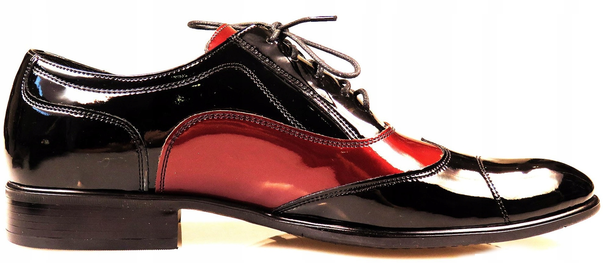 

Czarno-bordowe buty lakierki męskie półbuty T99 41