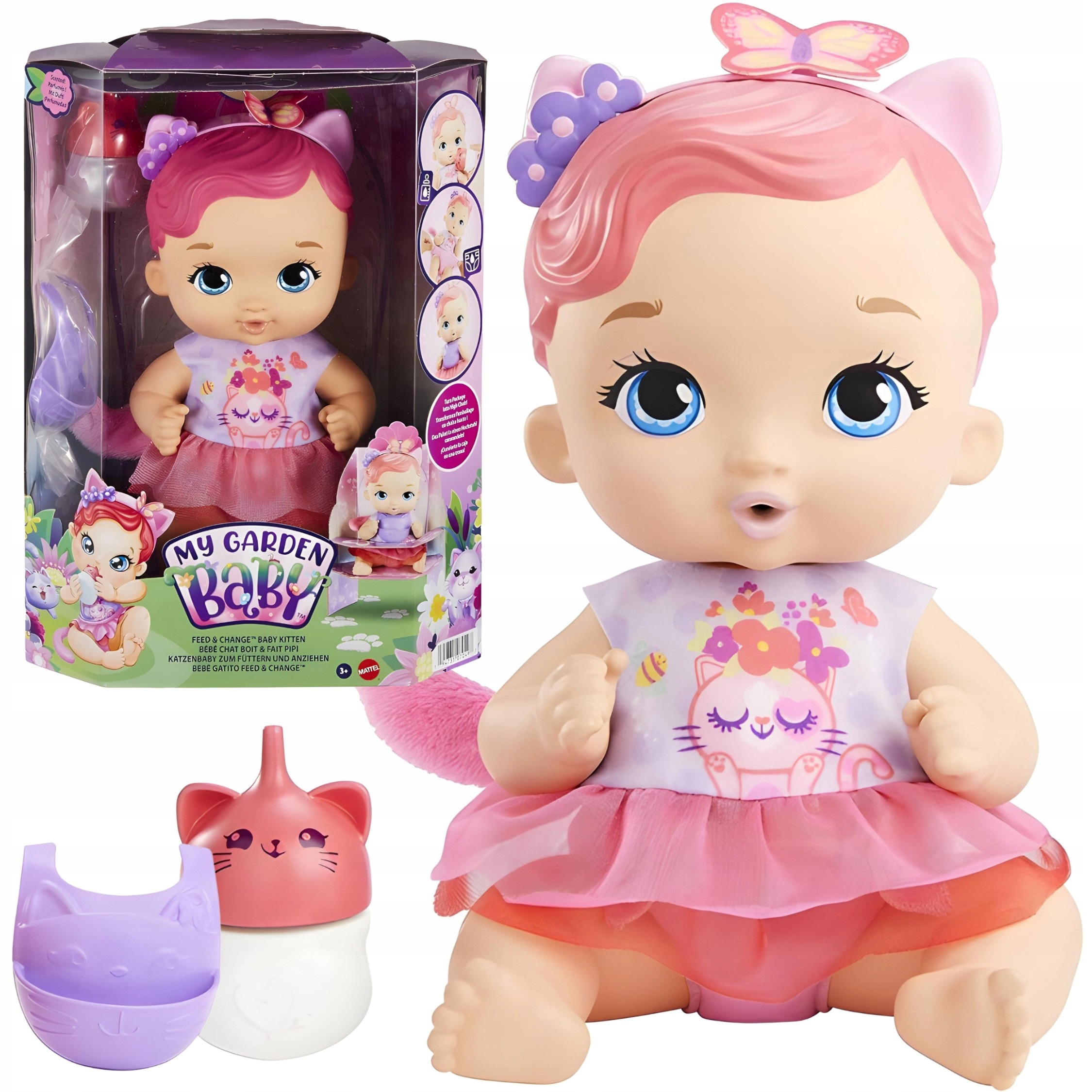 LALKA My Garden Baby Bobasek Kotek Karmienie i Przewijanie kolor różow