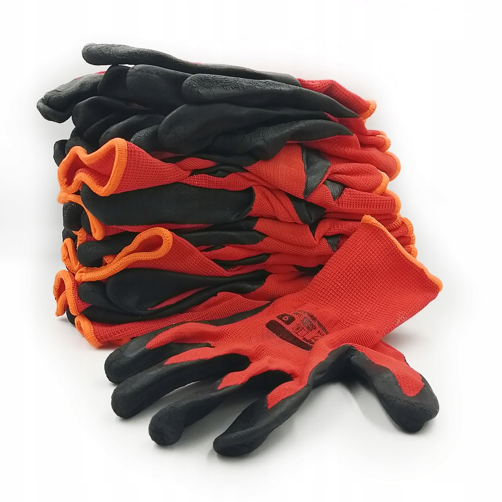 10 PAR RĘKAWICE ROBOCZE LATEX POWLEKANE LATEKSEM 9 Model LATEX