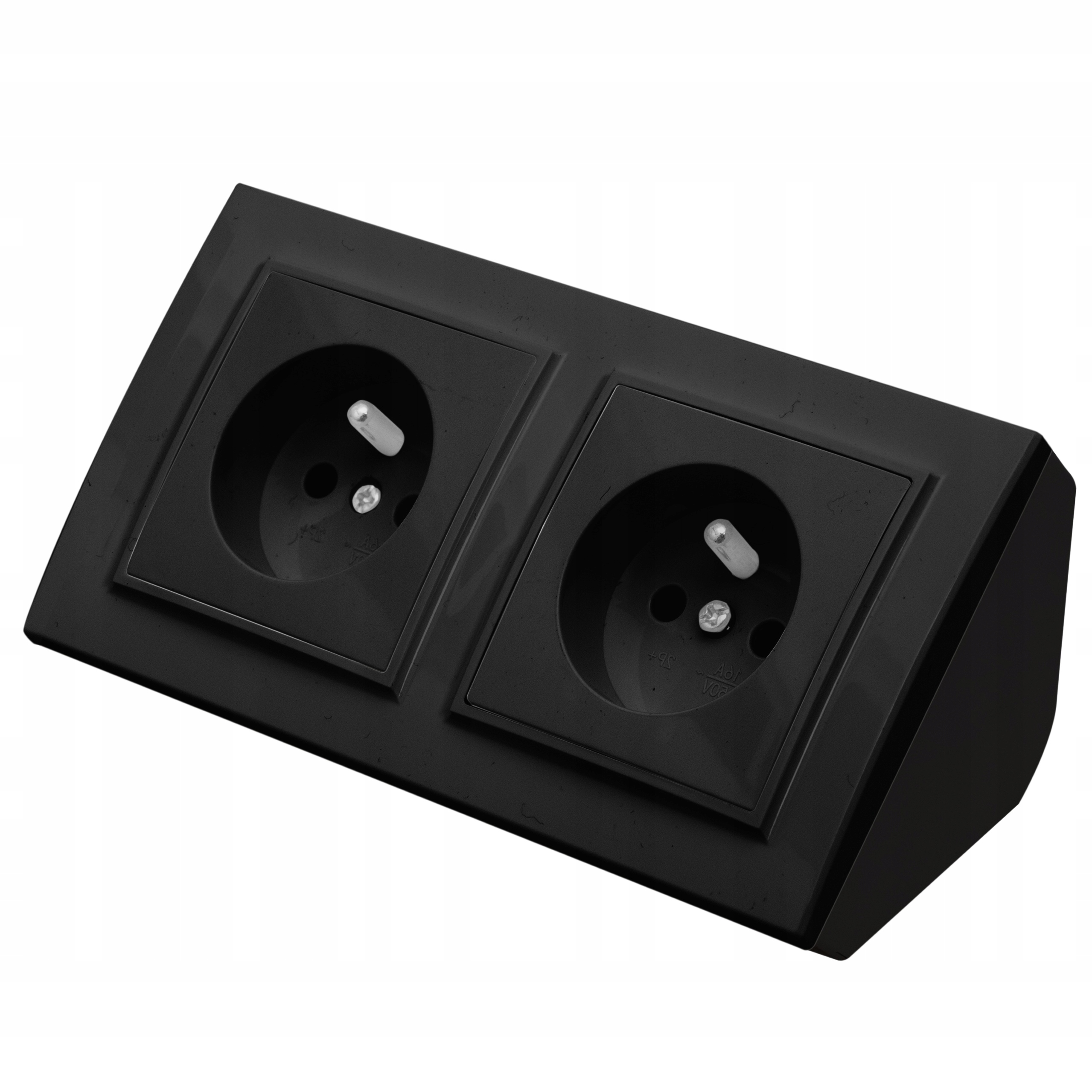 Gniazdo Podwójne Meblowe Narożne Kuchenne Blatowe Biurkowe Czarne Matowe