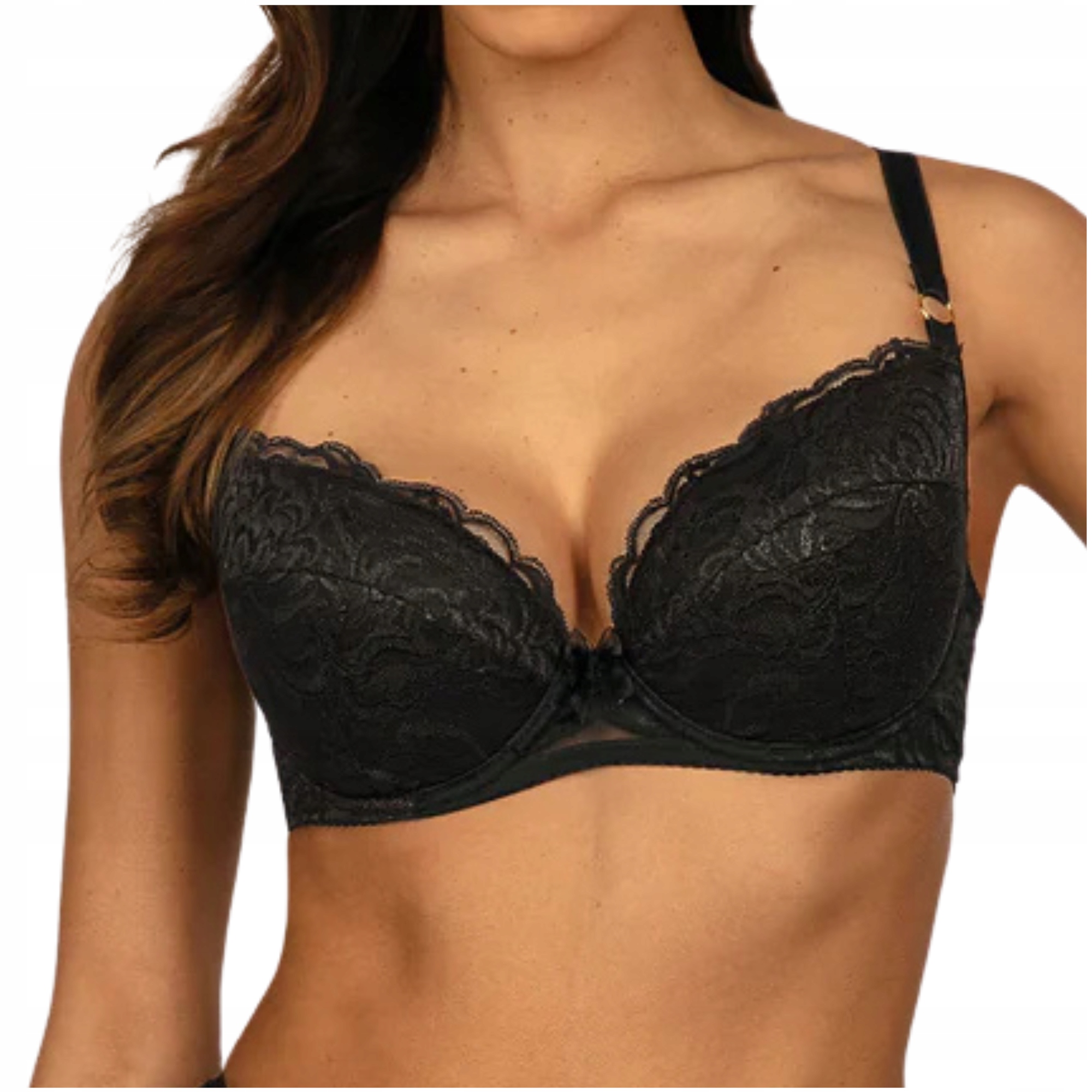 Push-up podprsenka s krajkou, smyslná, černá Ewa Bień Marisa B214 65H