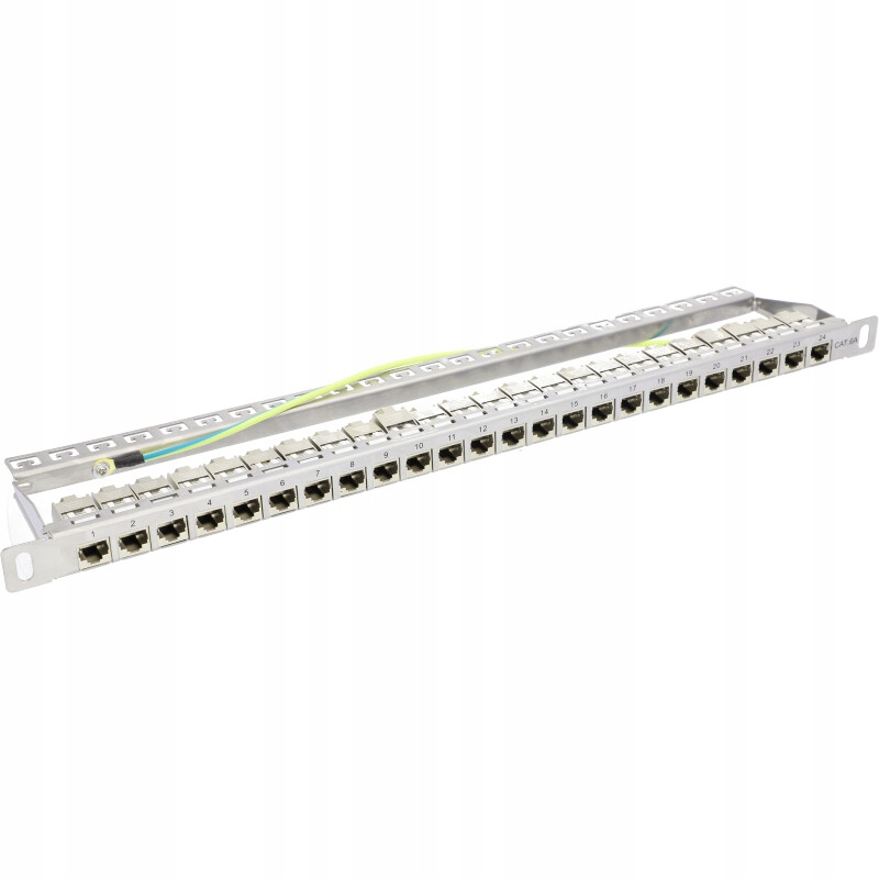 Patch panel keystone 19" kat. 6a 0.5U 24-porty metalowy