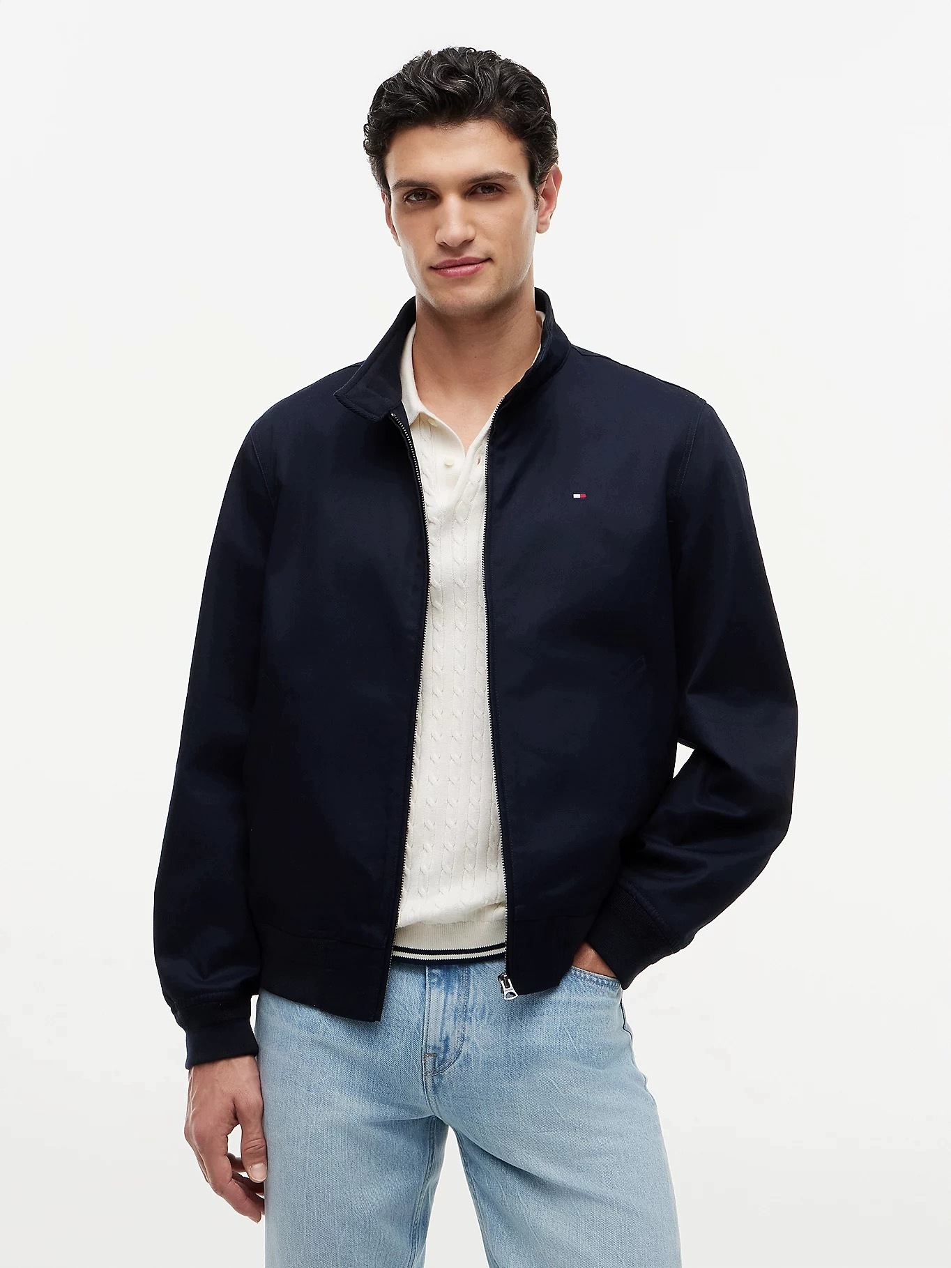 Tommy Hilfiger Tmavě Modrá Bomberová Bunda Z Bavlny Se Stojáčkem M 7FA