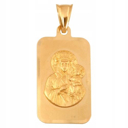 Zlatý medailonek obdélníkový 585 Vojenská Známka s Pannou Marií 3.05 g na svatém přijímání