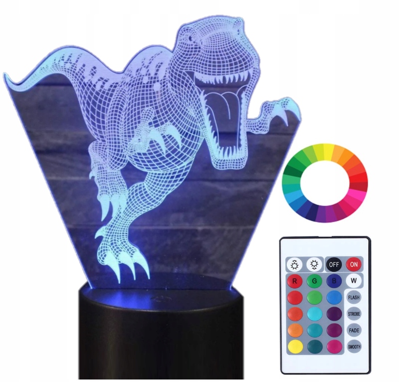 

Lampka Nocna Dinozaur T-Rex 3D Led Pilot Imię