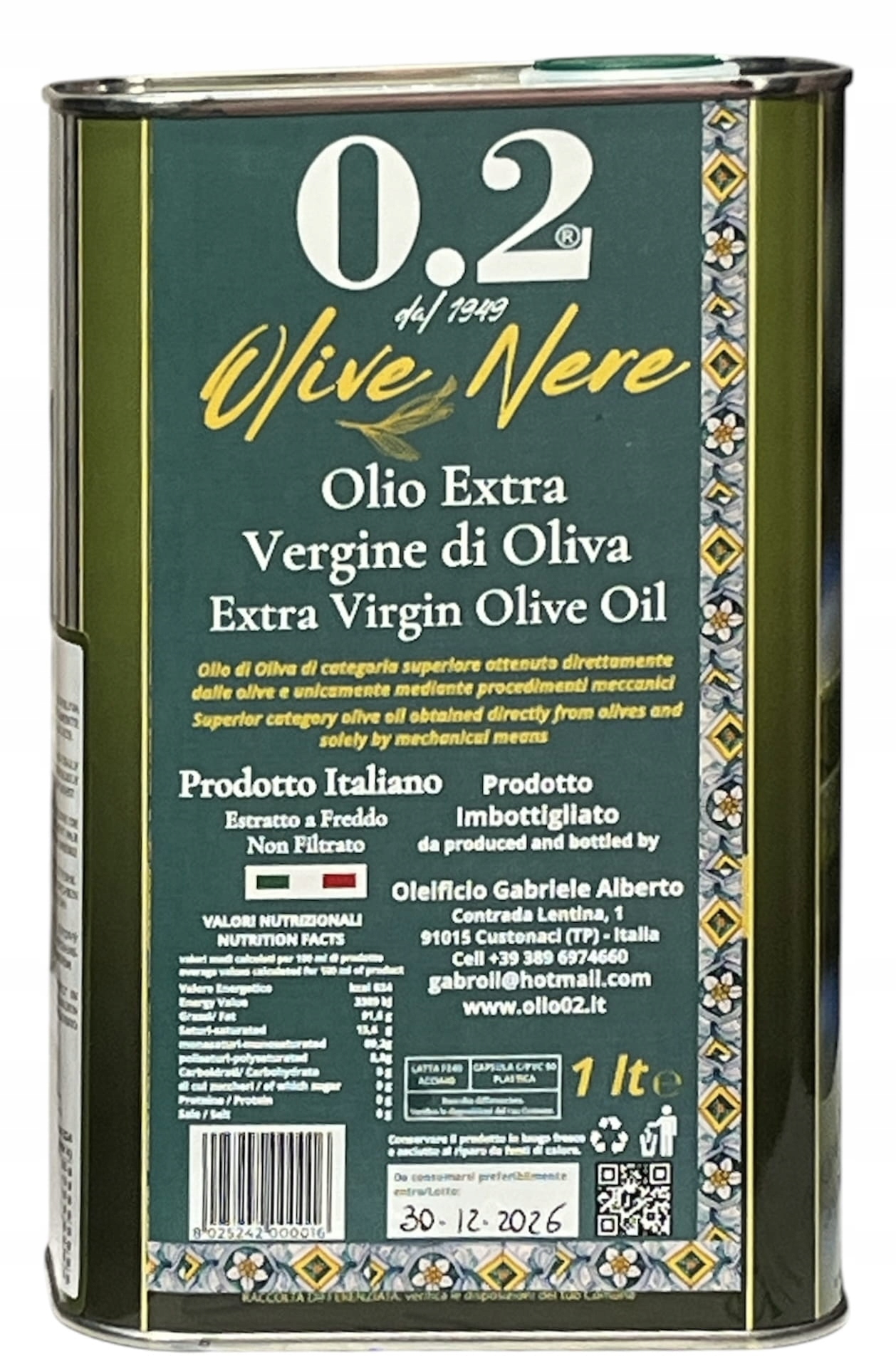 0.2 Olive Nere Frantoio Gabriele 1L włoska oliwa z kampanii 2024/2025