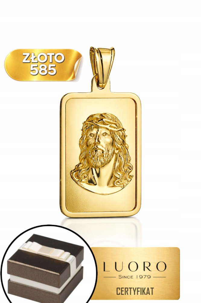 Zlatý Medailon 585 14K, Konvexní Obrázek Ježíše, Velká Destička 3,9 CM