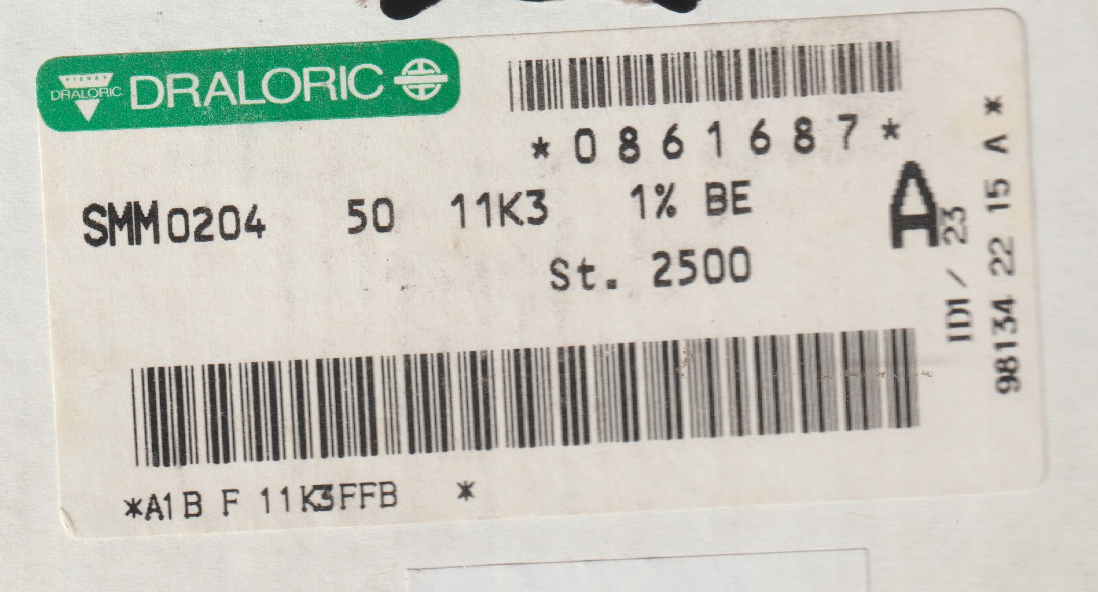 [100szt] 11K3 1% 50ppm rezystor Smd minimelf SMM0204 Draloric low noise