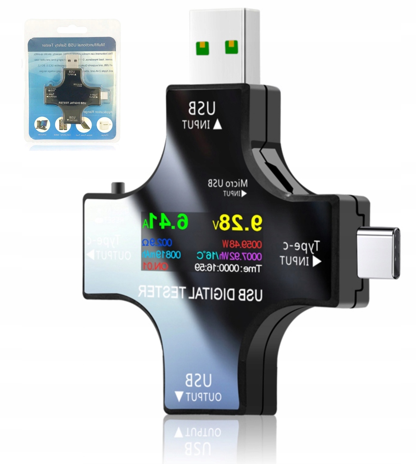 MIERNIK WOLTOMIERZ TESTER NAPIĘCIA MOCY ŁADOWANIA GNIAZD USB C A MICRO