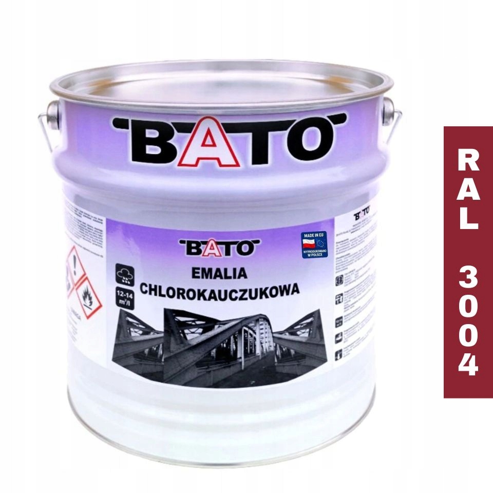 Chlorokaučukový smalt Barva na kov Bato Ral 3004 Červená 10L