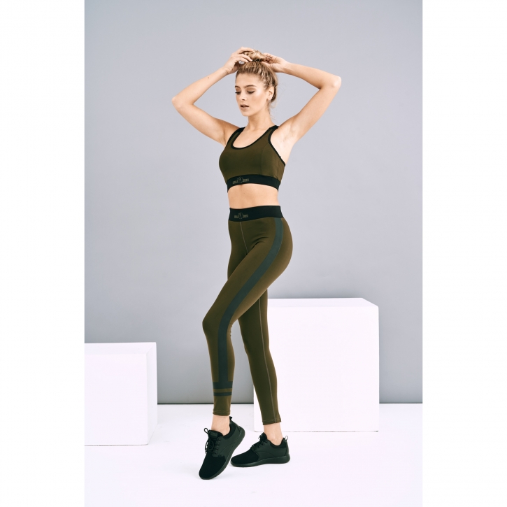Legginsy trening fitness Xs butelkowa zieleń Sport