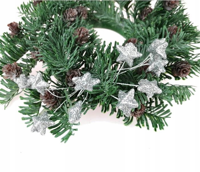 GWIAZDKI GWIAZDA NA DRUCIKU 12 szt BROKAT SREBRNY Marka bez marki