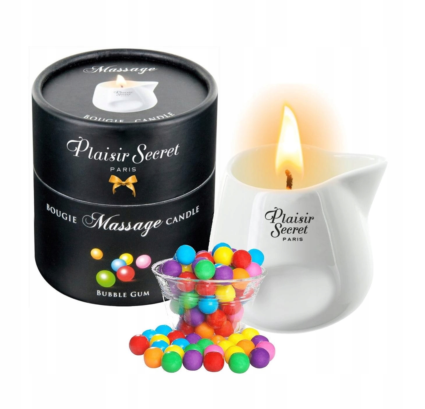 Přírodní masážní svíčka Plaisirs Secrets Bubble Gum 80 ml