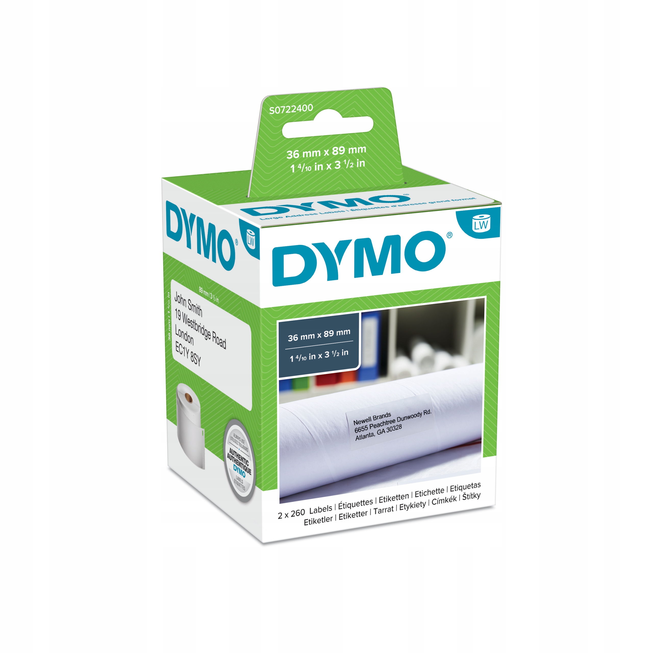Etikety Dymo 99012 S0722400 38 mmx89 mm originální
