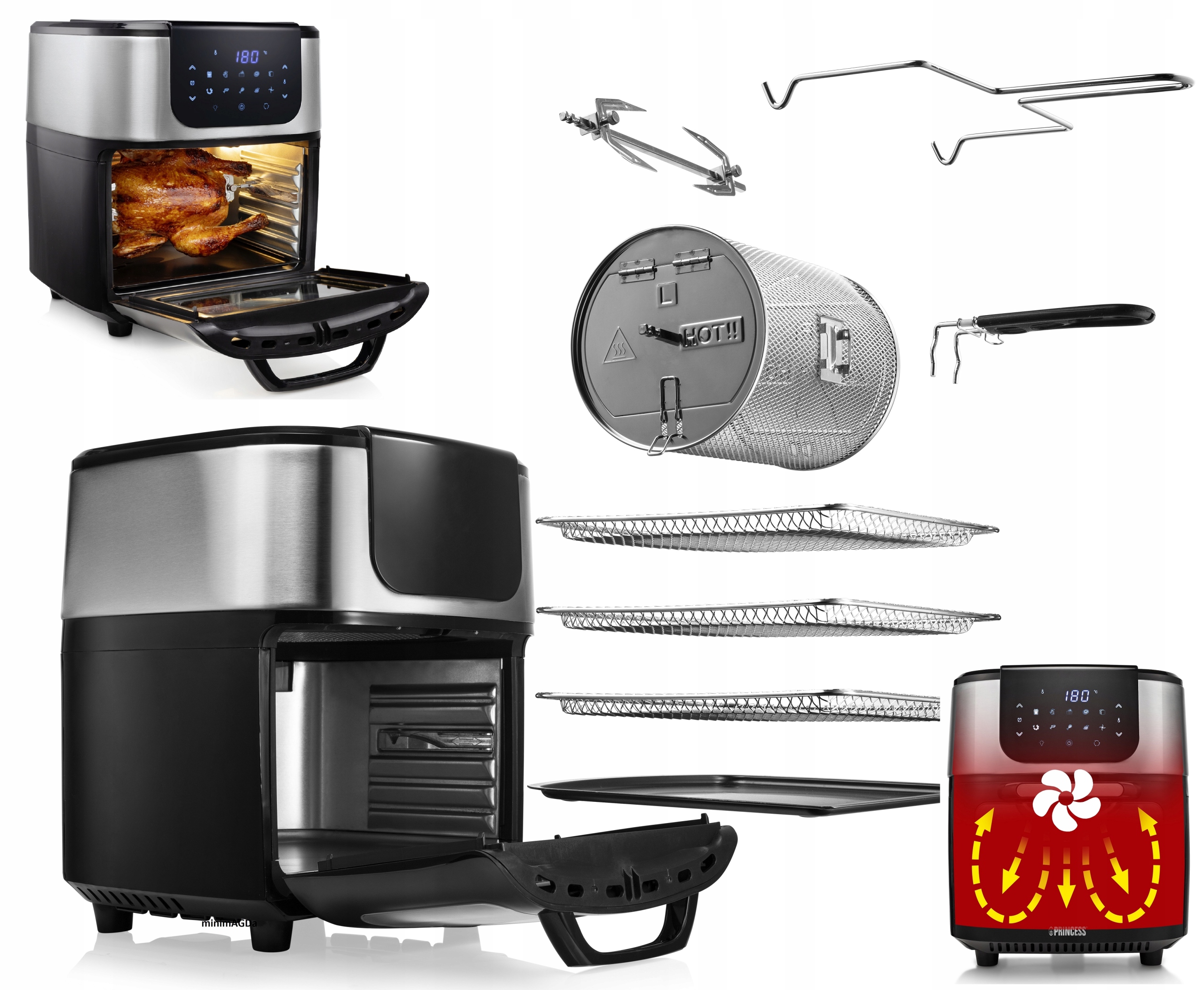 Supermoderní Digitální Fritéza bez tuku Airfryer Trouba Rožno