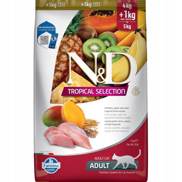 Levně N&d Tropical Selection Cat Lg Chicken Adult 4+1 kg