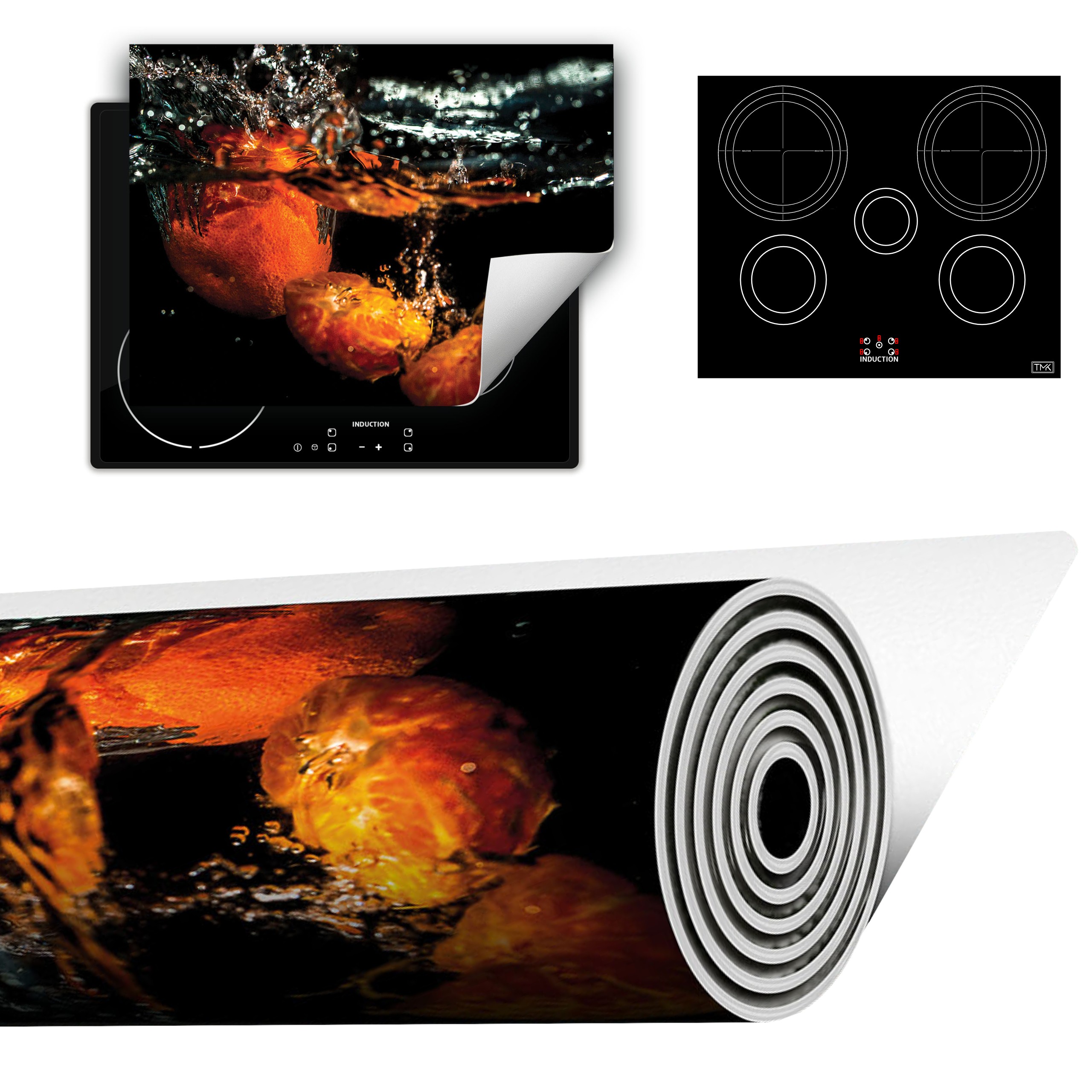 Vinylová Podložka Do Kuchyně Více Místa 70x52 černá voda pomeranč