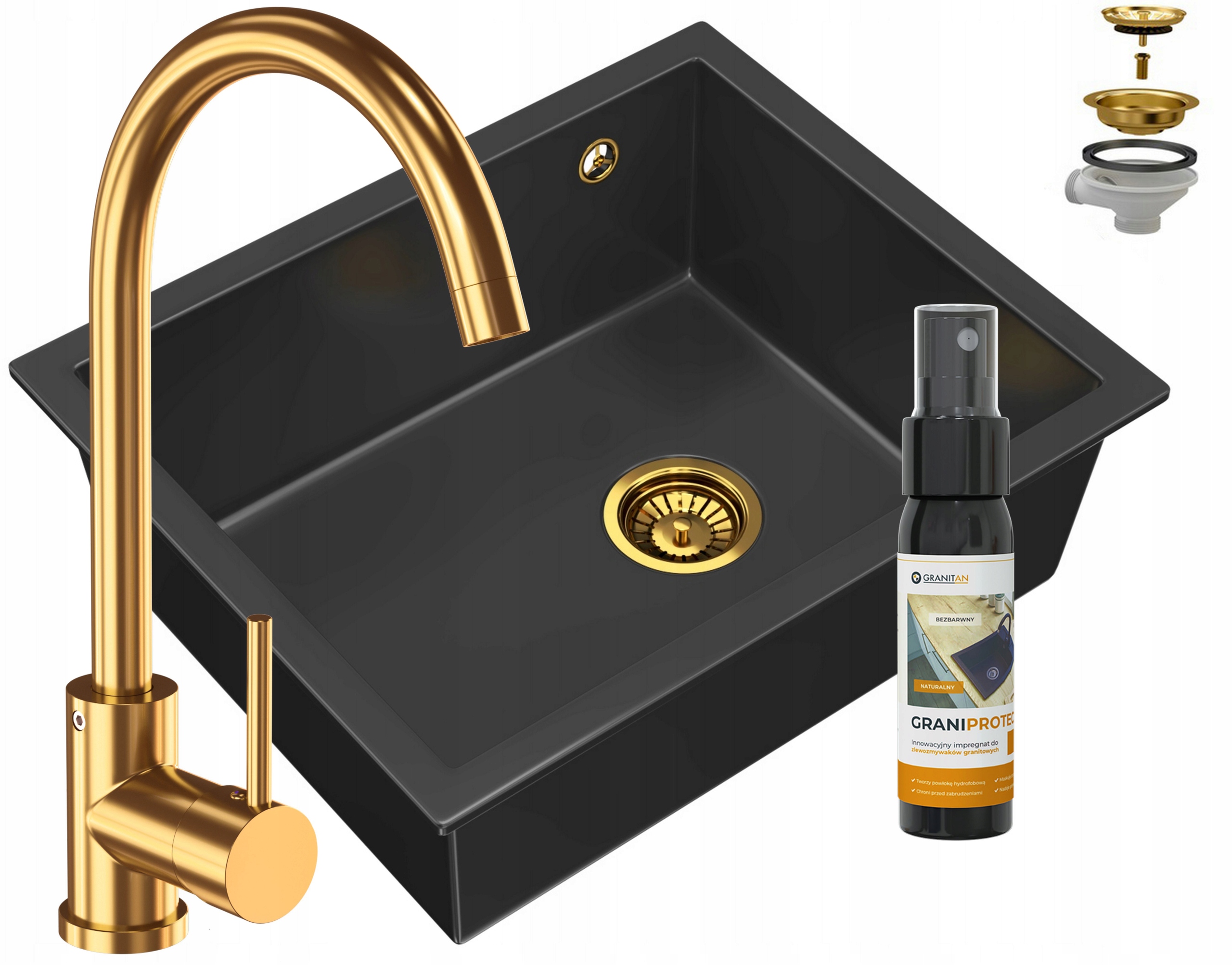 Podstolový Zlatý Drez Salix Závesný Granitan