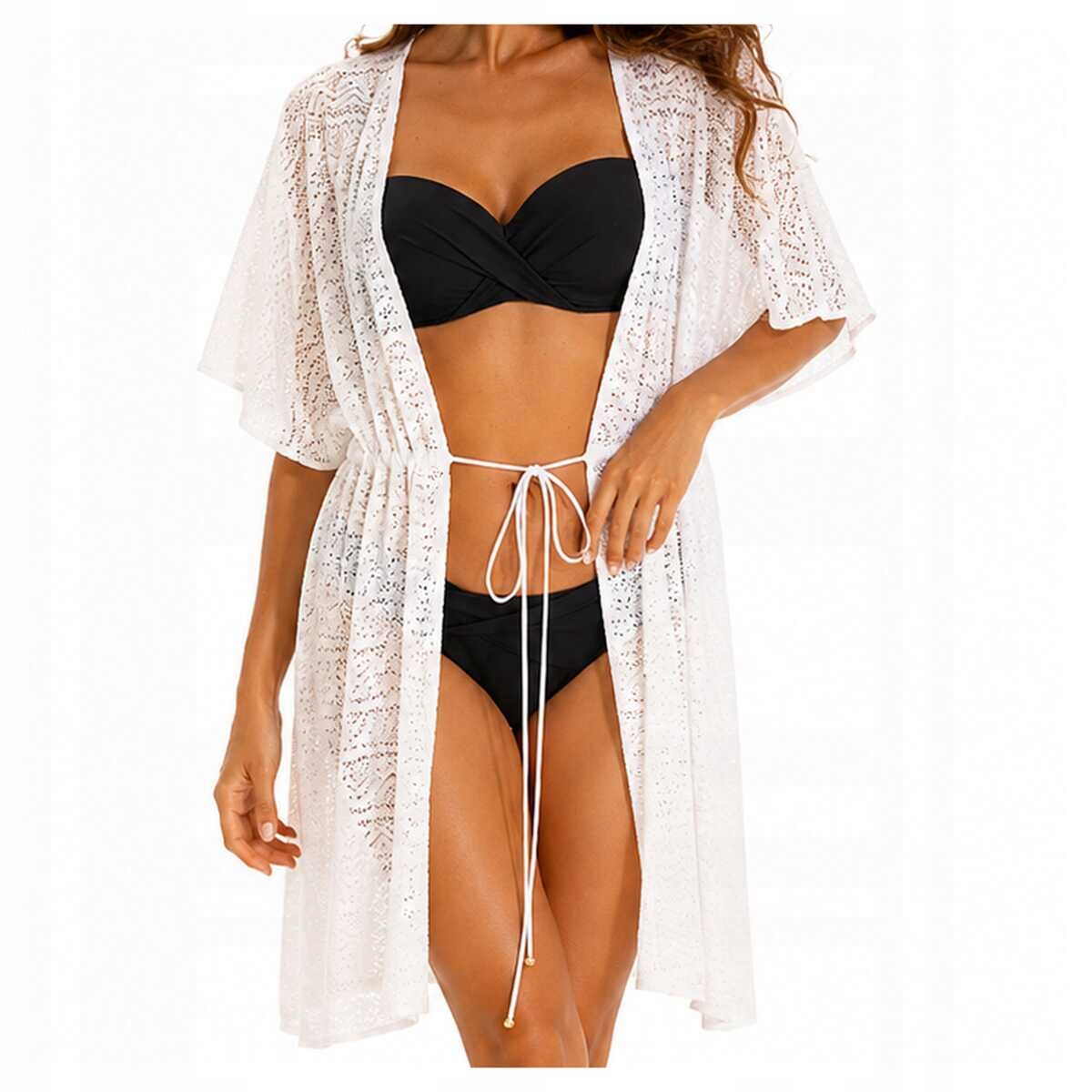 Self Kimono plážová prodyšná tunika přehoz DP10K 1a bílá XL