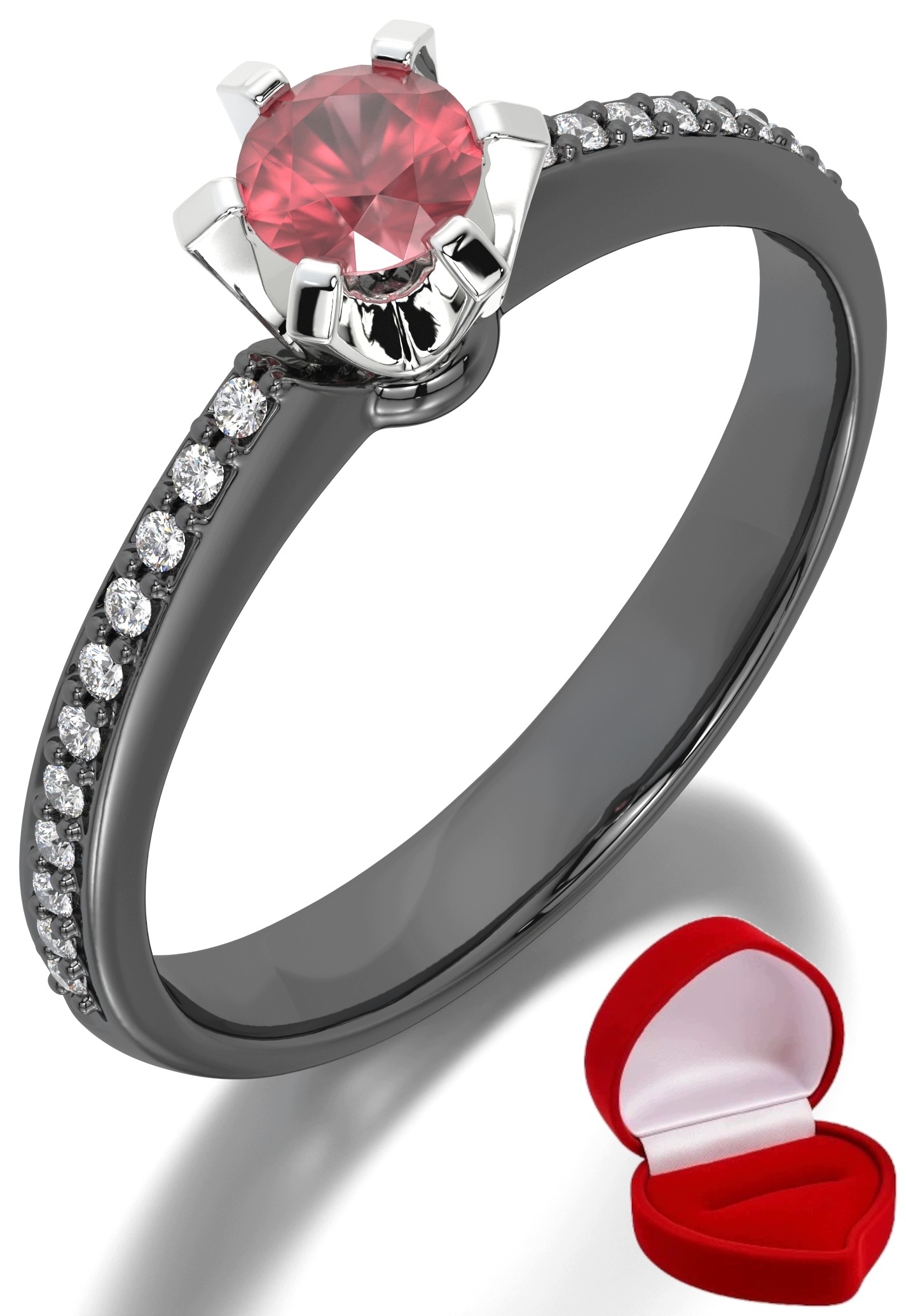 Zlatý Prstýnek 585 14k Rubín 0,19 ct Černé Zlato R14