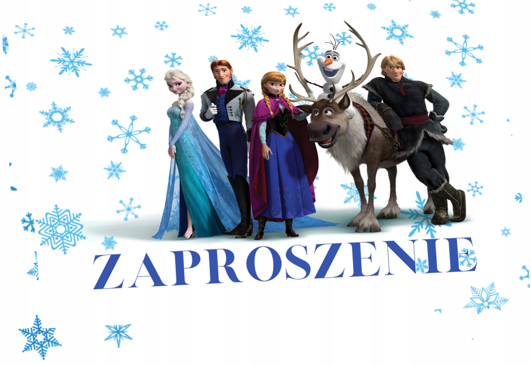 ZAPROSZENIE URODZINOWE KRAINA LODU ELSA ANA 15x10 cm