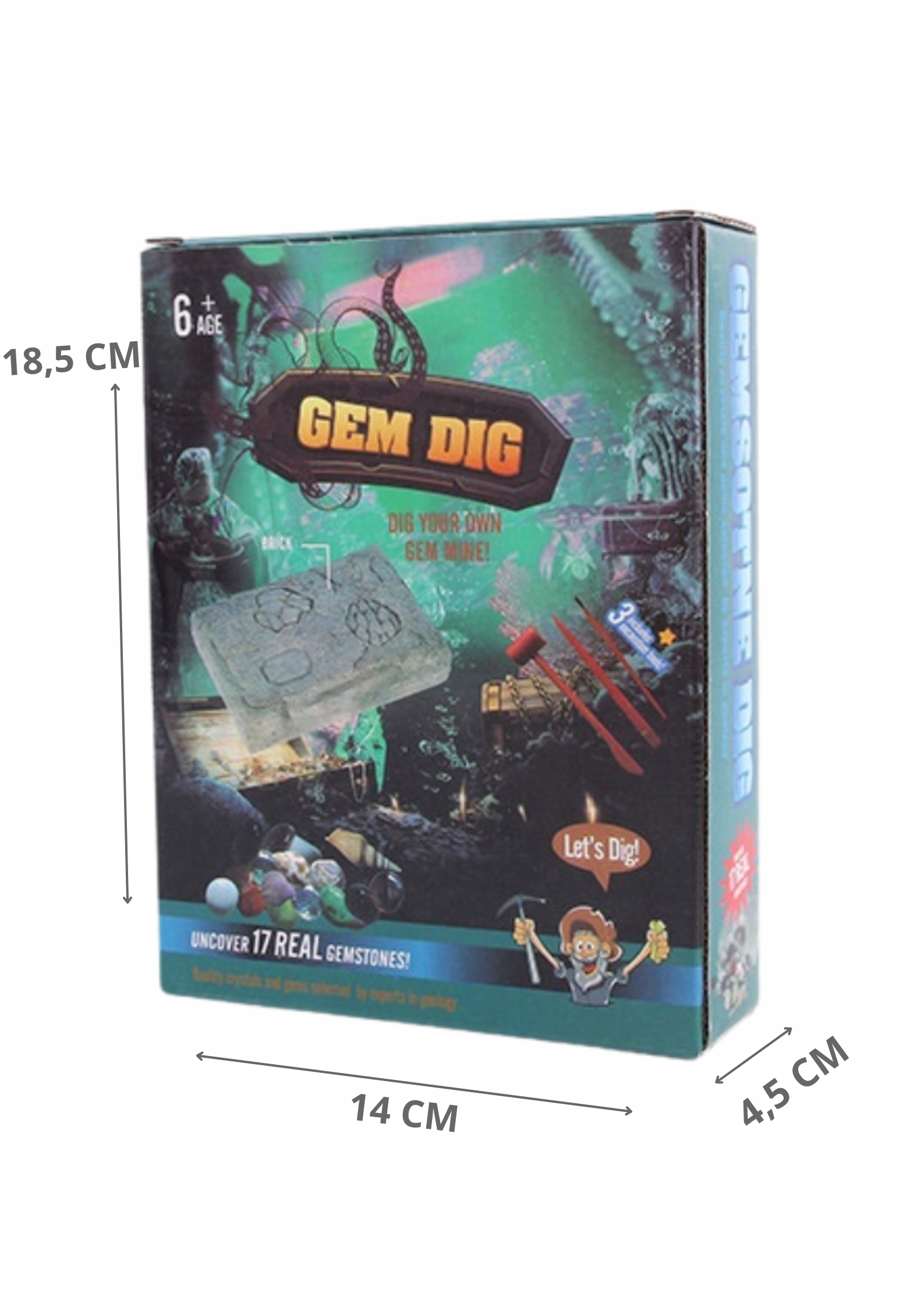 BERNIUKO DIENOS DOVANA KASINĖJIMAI DEIMANTŲ KASYKLA 17 AKMENŲ ARCHEOLOGAS Vaiko amžius nuo 3 metų