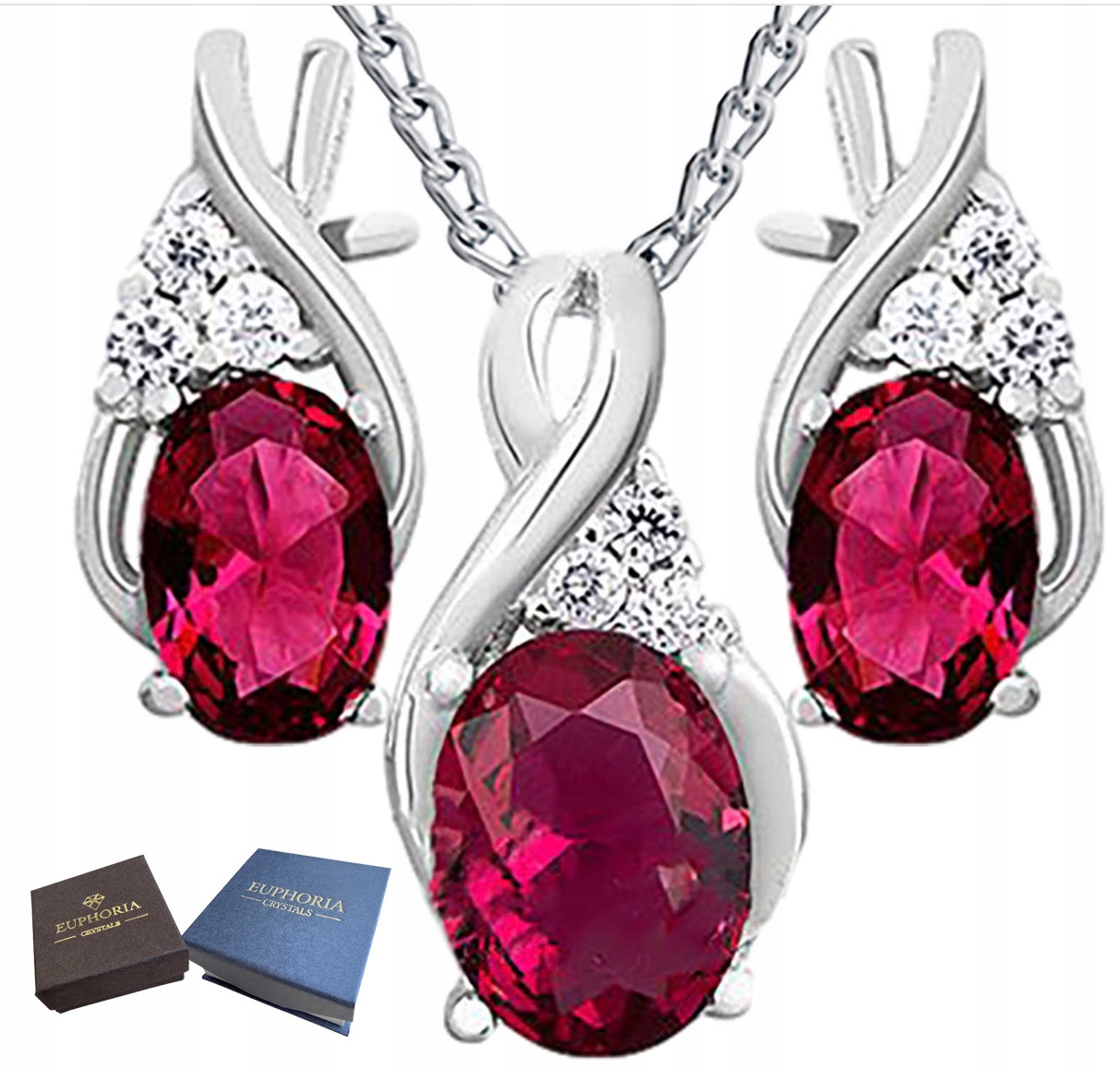 Sada stříbrných šperků Stříbro 925 Náušnice Náhrdelník Zirkony pro maminku