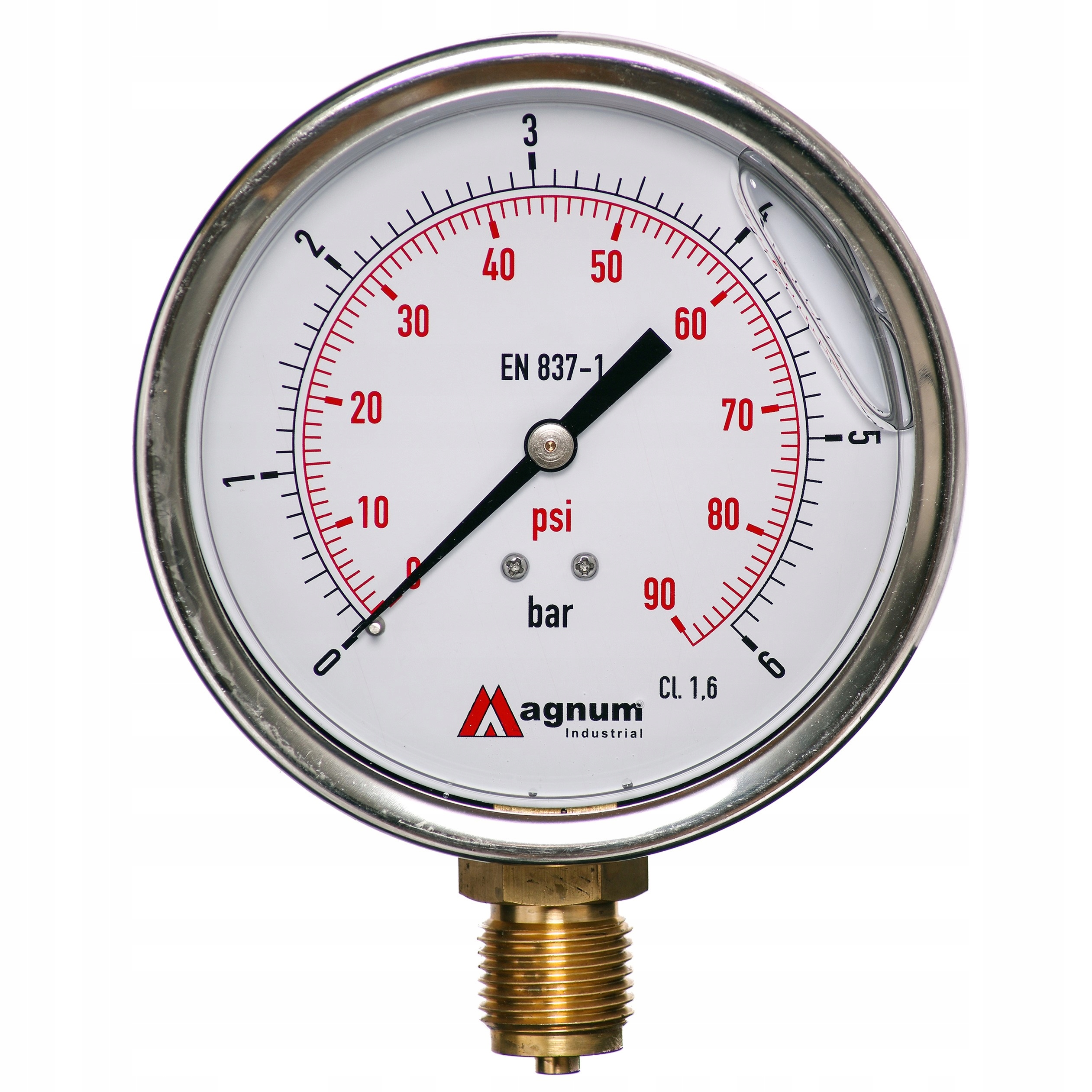 Manometr Glicerynowy 100MM Dolny 1/2 6 Bar Zegar