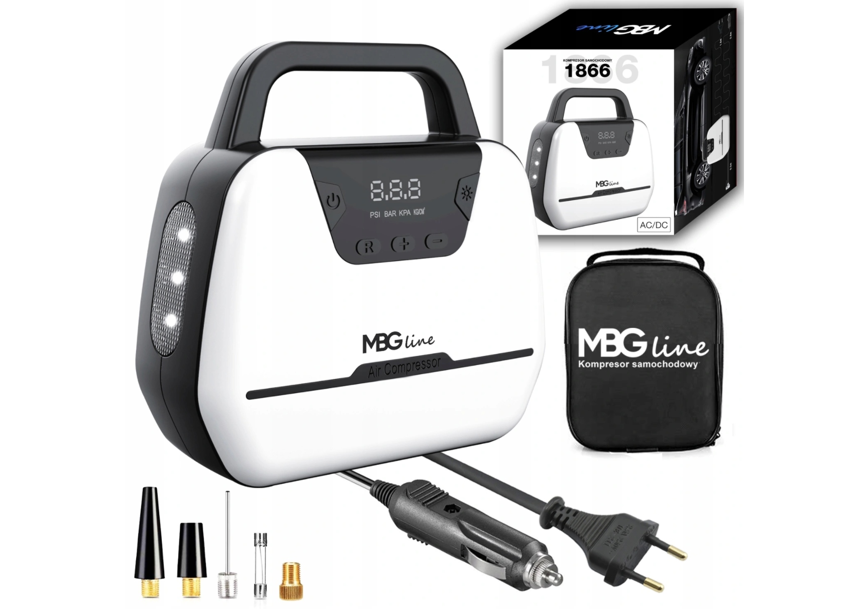 Автомобильный компрессор насос 12V / 230V LED LCD