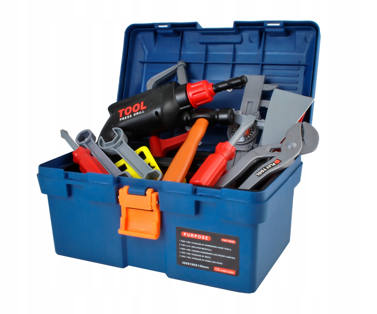 NARZĘDZIA majsterkowicza DLA DZIECI PIŁA MOTOROWA + SKRZYNKA Z NARZĘDZIAMI Materiał plastik