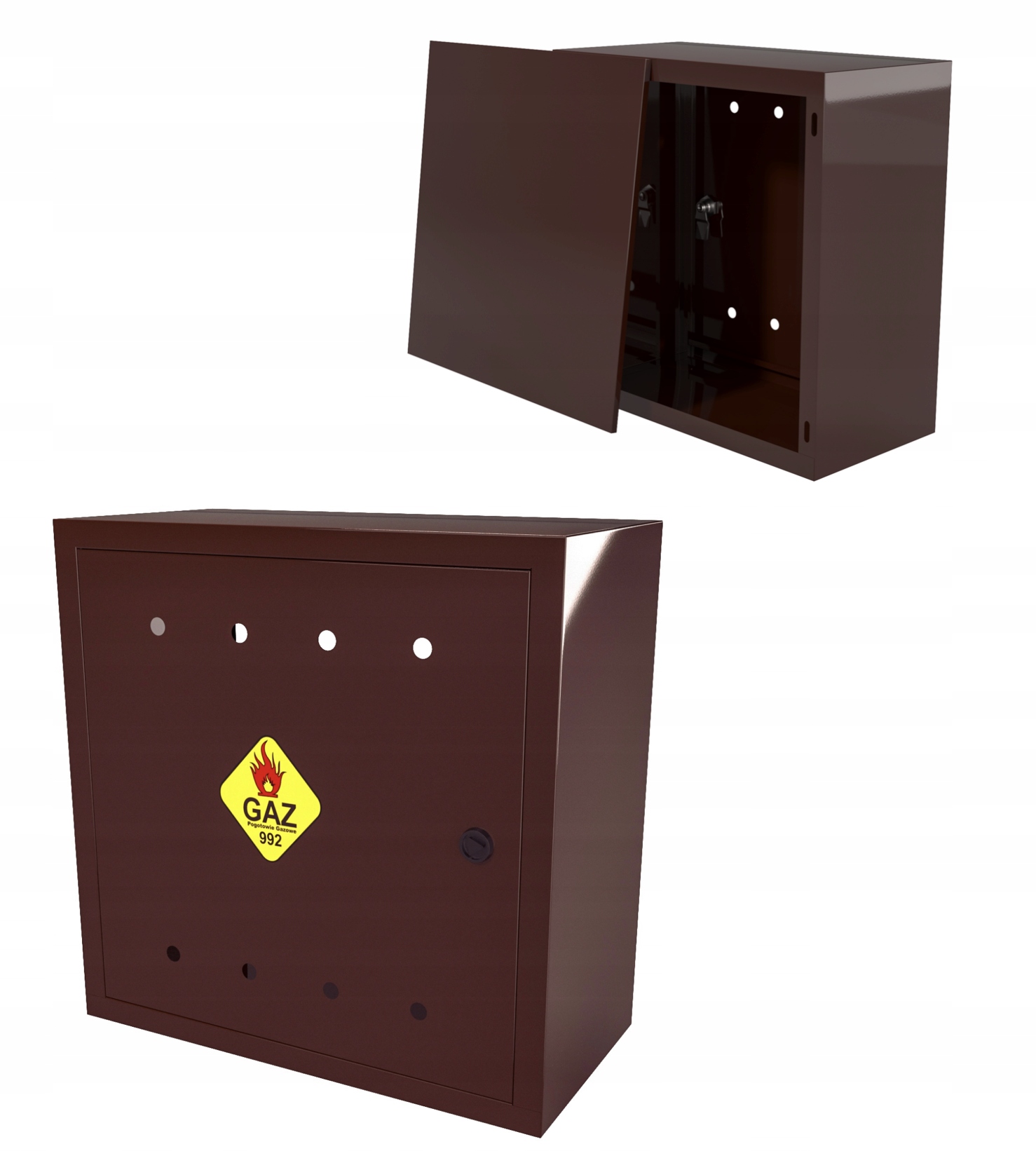 Gazová Skrinka 50x50x25 Hnedá S Chrbtom