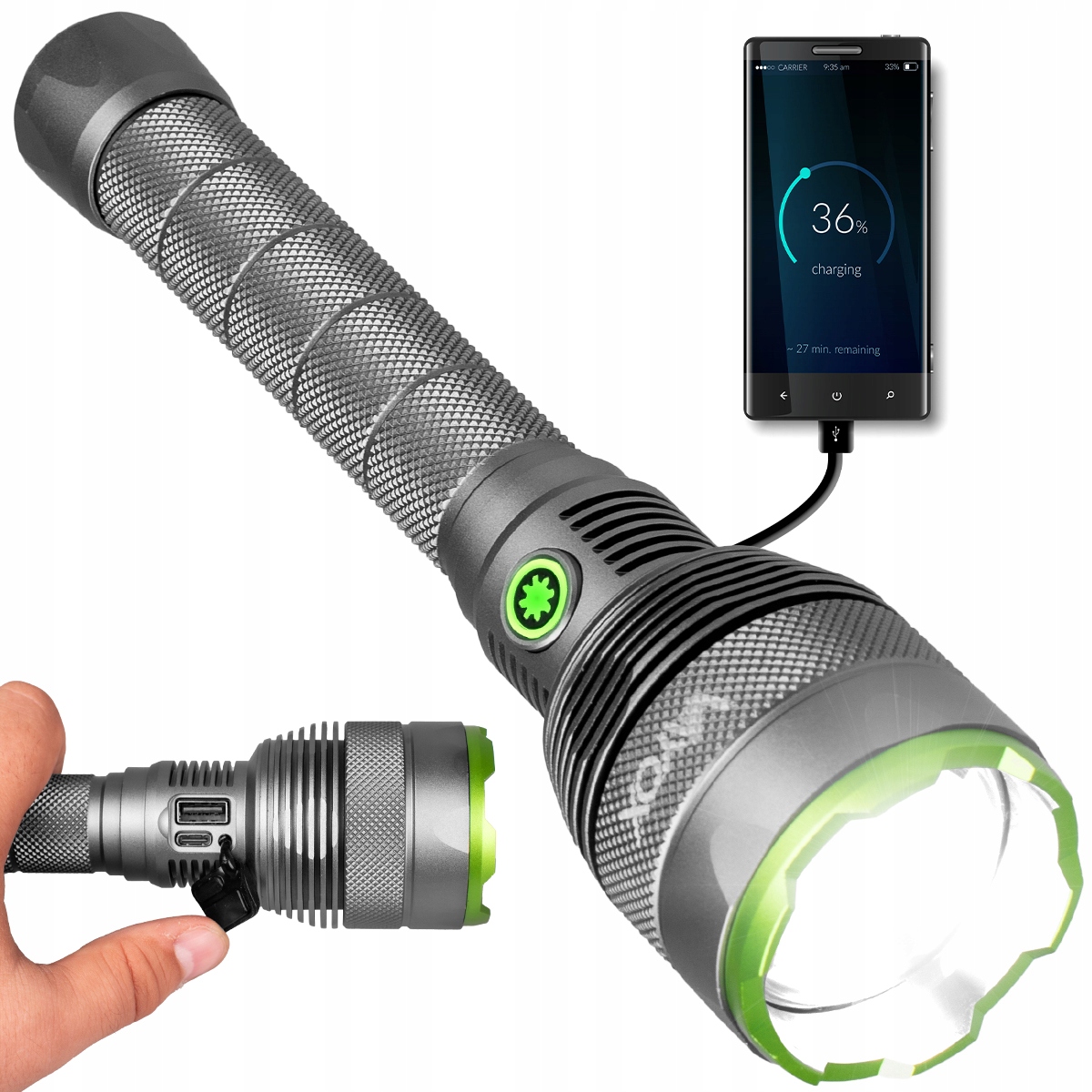 Latarka Led Taktyczna Akumulatorowa Usb-c IPX7 Zoom Mocna 10000lm Pro Vayox