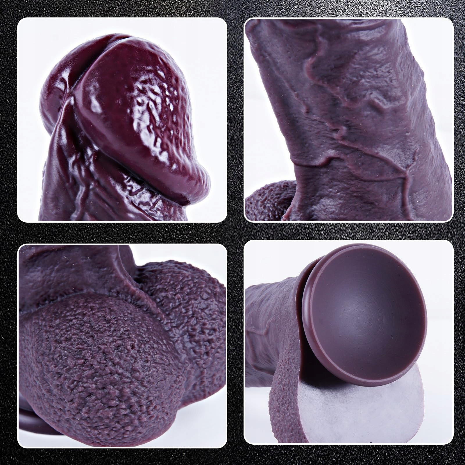 XXL Czarny Dildo Silikonowy 25 cm z Przyssawką dla Doświadczonych — miniatura 2