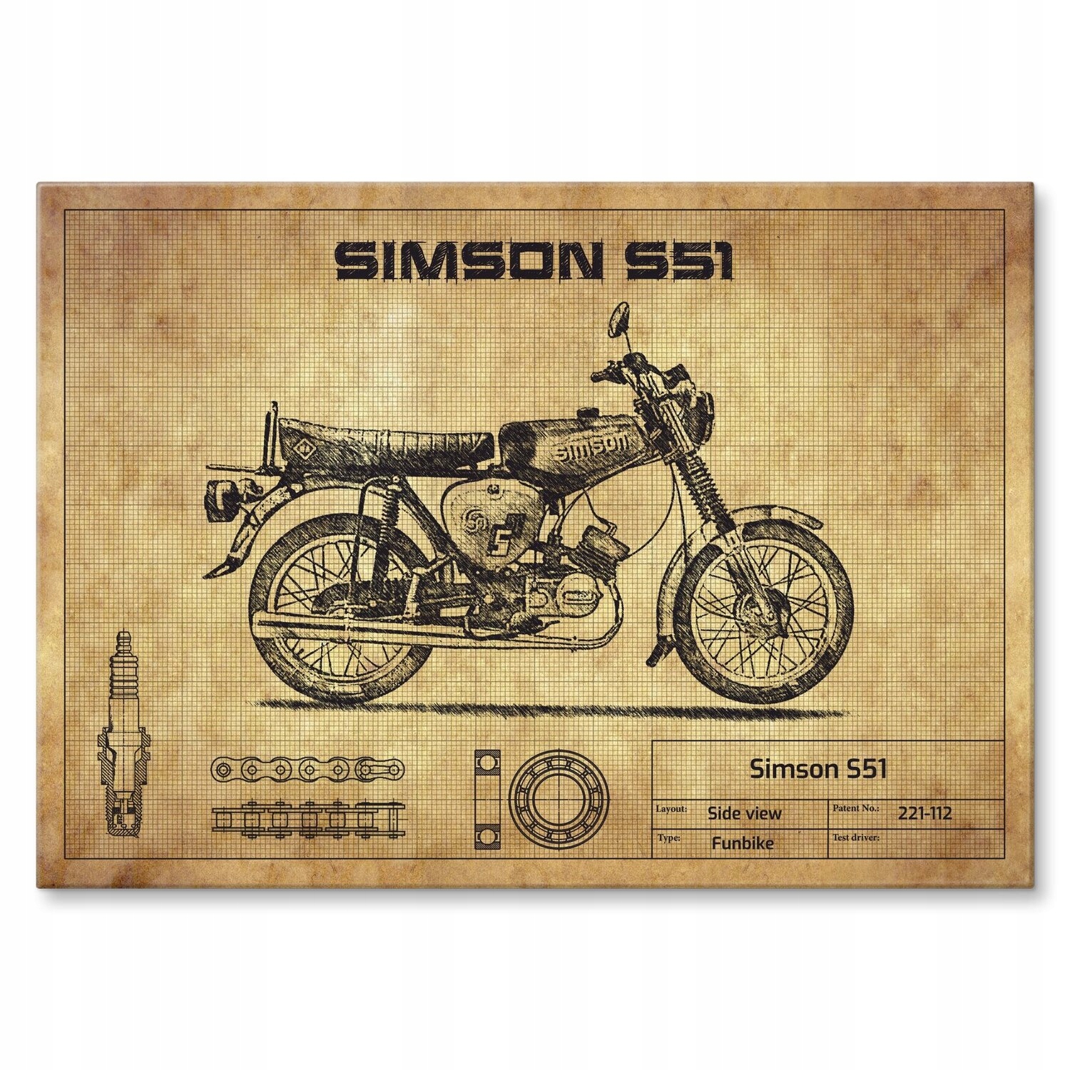 Kovový plakát Simson S51 funbike Szyld Plech 42 x 59,4 cm Dárek