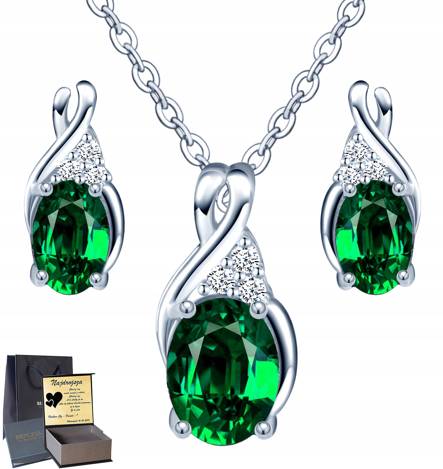 

Infinity Walentynki Zestaw Swarovski Srebro Grawer