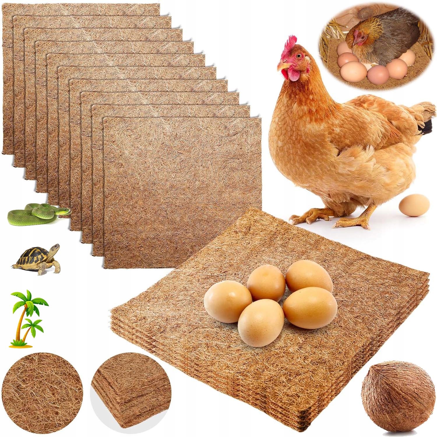 Levně 10 X Kokosová Podložka Odolná 30 X 30 CM Zajistěte Zvířatům Pohodlné Prostředí