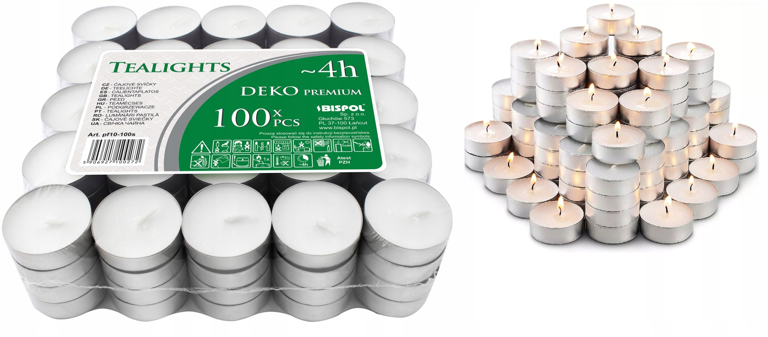 

Podgrzewacze Tealight Świeczki Białe 100 Szt. 4h