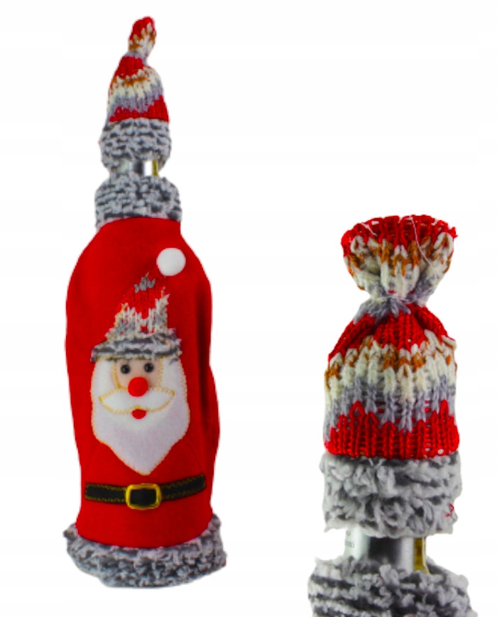 ŚWIĄTECZNY POKROWIEC ETUI NA BUTELKĘ Ubranko + Czapka