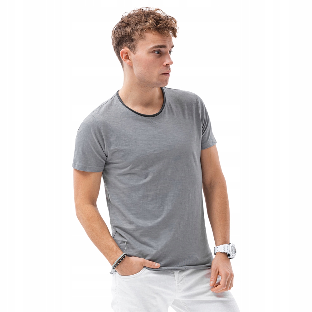 

T-shirt męski bawełniany S1385 szary XL