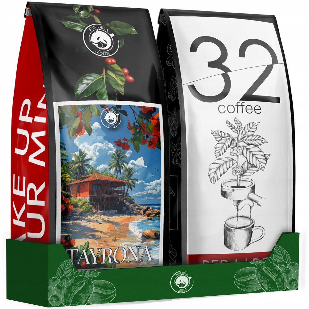 Levně Káva zrnková 1kg x2, Tayrona+32 R. Label 100% Arabica Čerstvě pražená