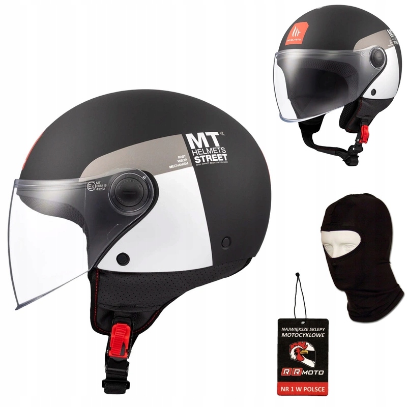 Kask motocyklowy otwarty Mt Street S Inboard Matt Black/grey czarny Gratisy