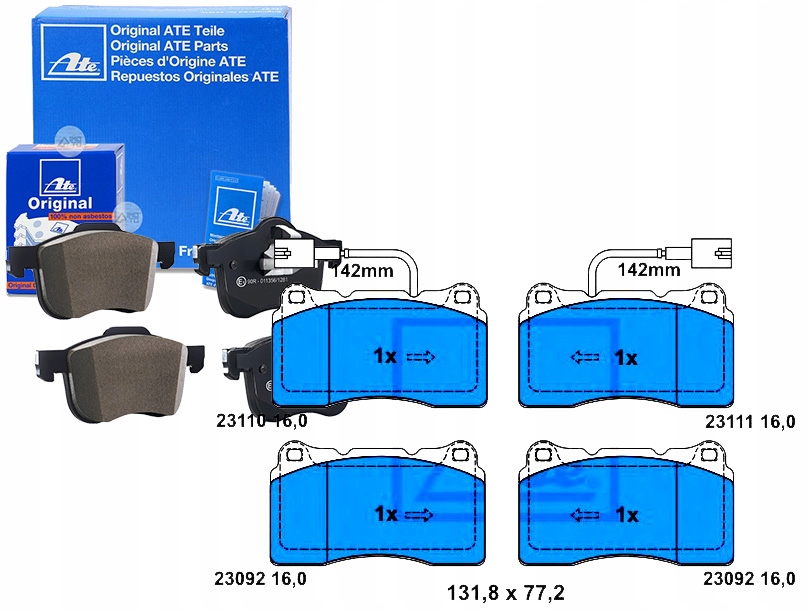 Ate13.0460-4971.2 КОМПЛЕКТ КОЛОДОК HAM. ПЕРЕД ALFA