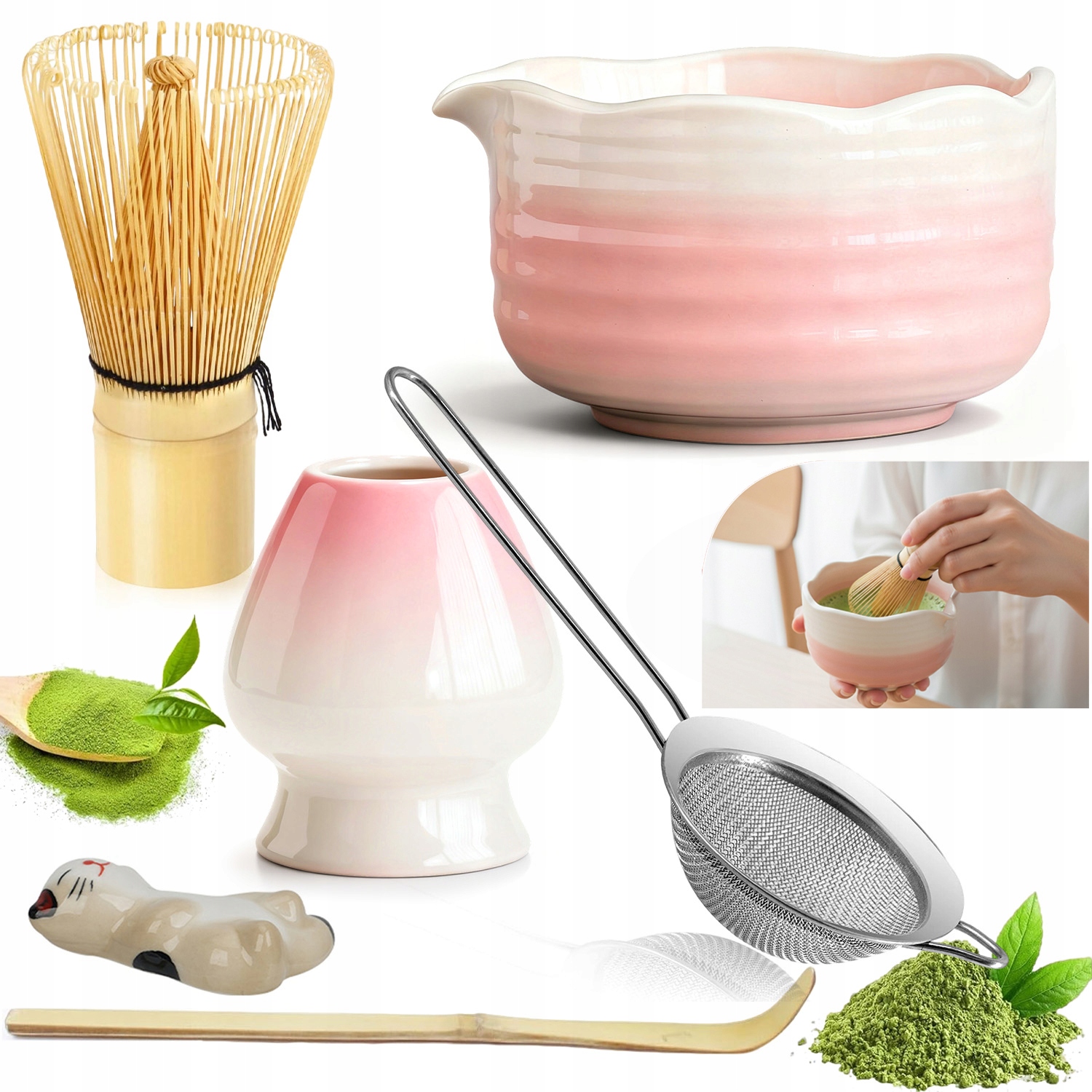 Levně Sada Na Čaj Matcha, Sada Metliček Matcha, S Metličkou Na Matchu 6 Ks