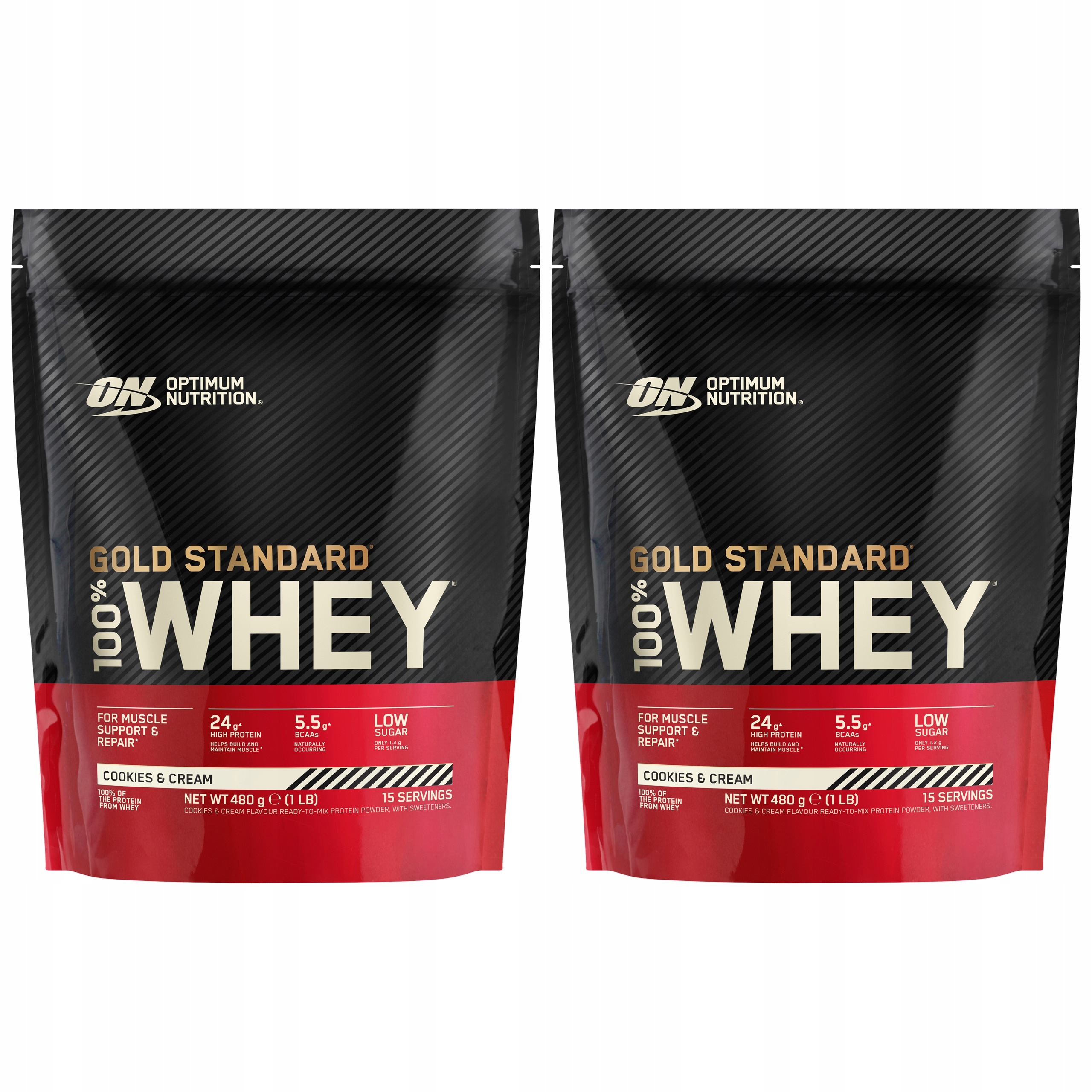 2x Protein Optimum Nutrition Gold Standard 480 g Krémové sušenky Wpc Wpi 15p