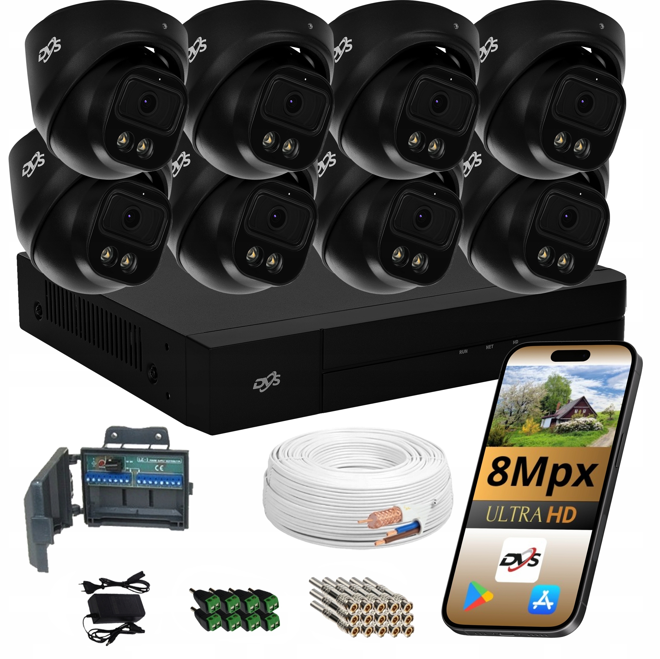 Sada 8 Analogových Kamer Pro Kopulové Monitorování, Venkovní 8 Mpx Dvs