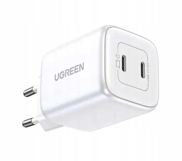 Ładowarka sieciowa Ugreen Nexode 45W 2x Usb-c PD3.0 QC4.0 GaN Biała
